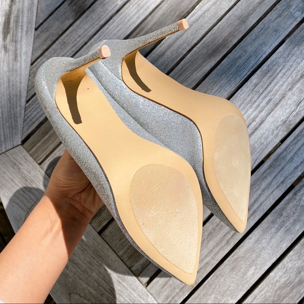 💎 SILVER SHIMMER RHINESTONE POINTED TOE HEELS! - Picture 7 of 15
